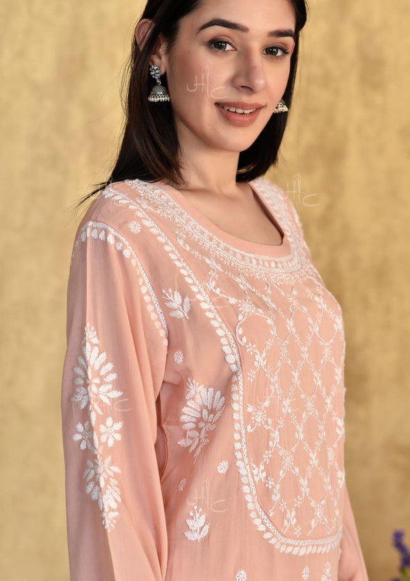 Husniya Chikankari Modal Straight Kurta