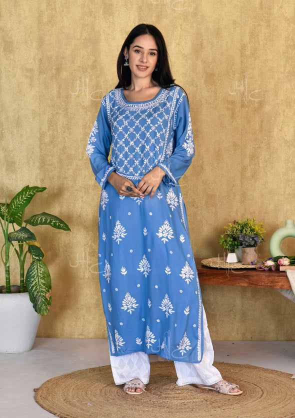 Husniya Chikankari Modal Straight Kurta