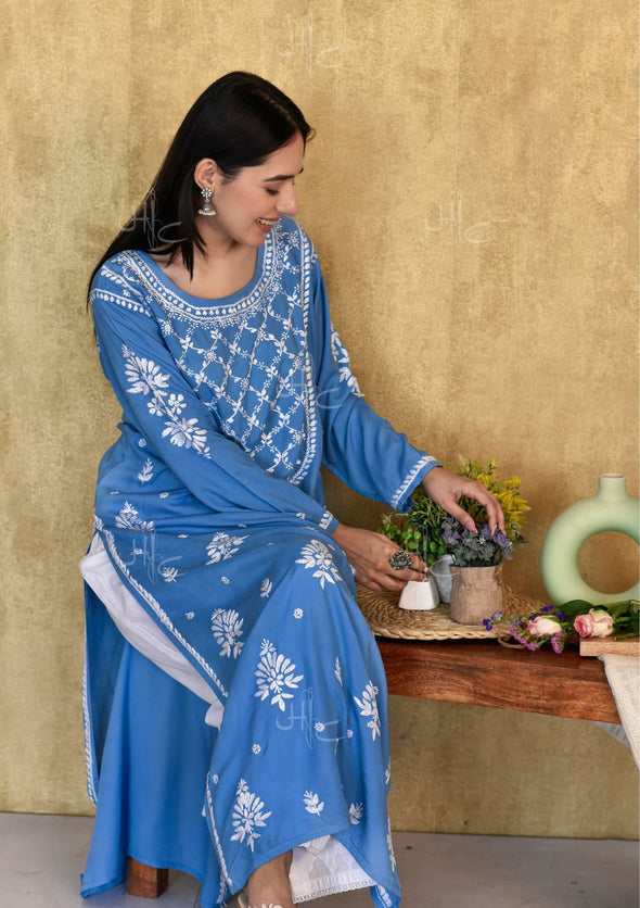 Husniya Chikankari Modal Straight Kurta