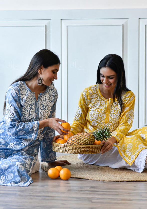 Taima Chikankari Mulmul Straight Kurta