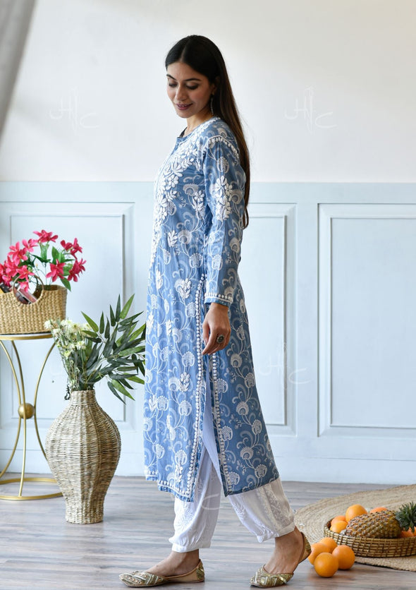 Taima Chikankari Mulmul Straight Kurta