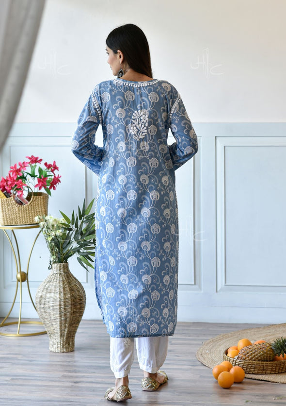 Taima Chikankari Mulmul Straight Kurta