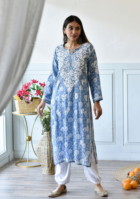 Taima Chikankari Mulmul Straight Kurta