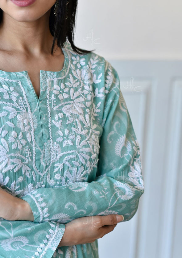 Taima Chikankari Mulmul Straight Kurta