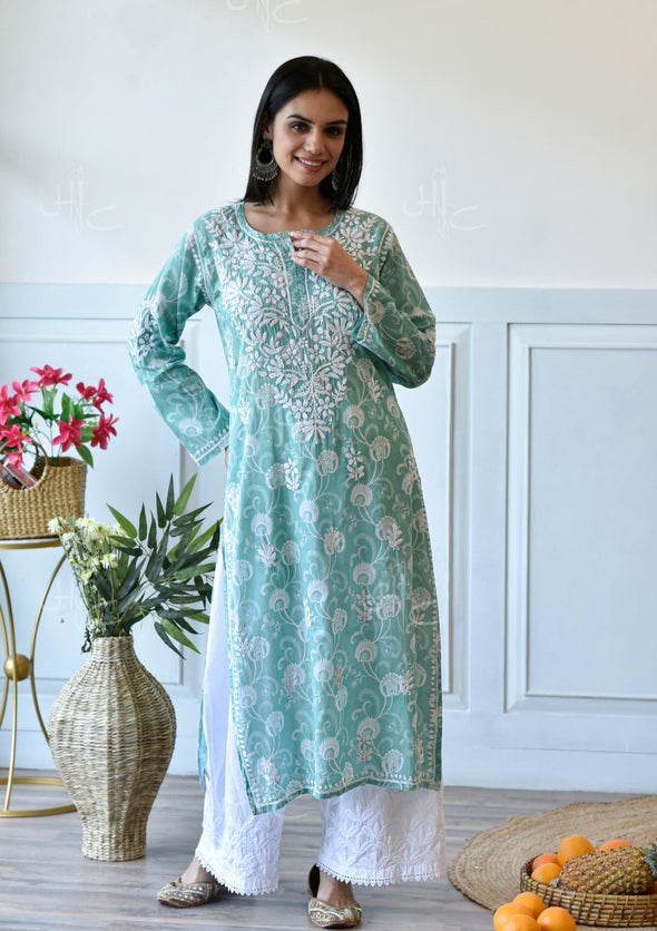Taima Chikankari Mulmul Straight Kurta
