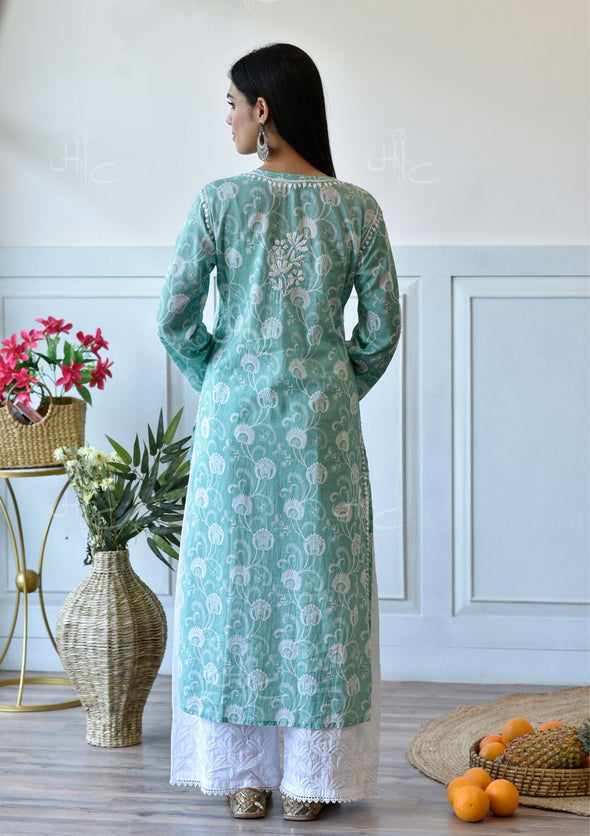 Taima Chikankari Mulmul Straight Kurta