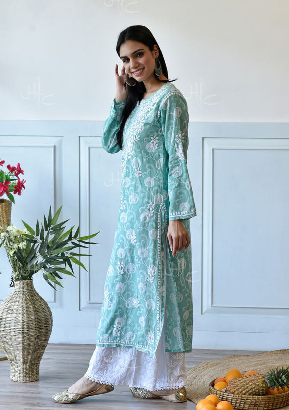 Taima Chikankari Mulmul Straight Kurta