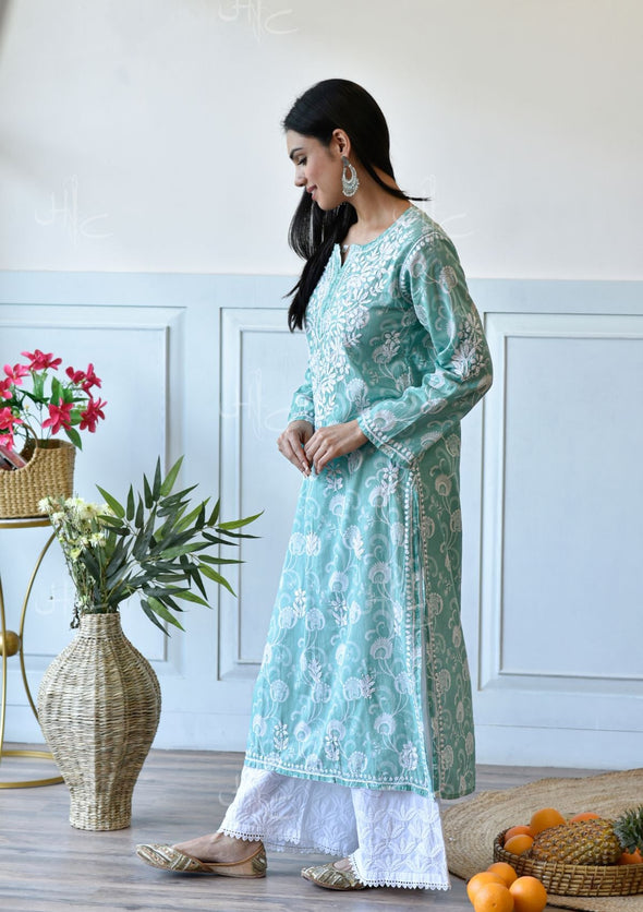 Taima Chikankari Mulmul Straight Kurta
