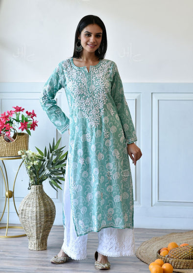 Taima Chikankari Mulmul Straight Kurta