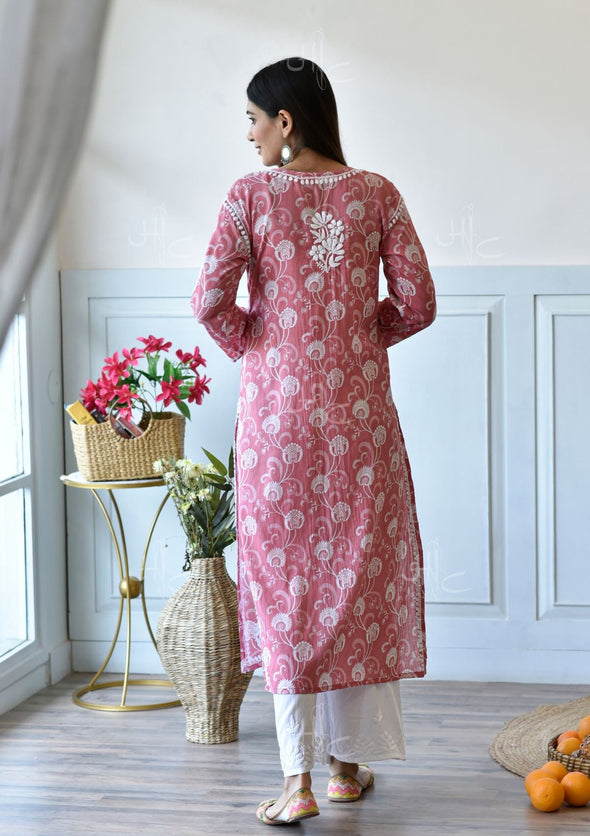 Taima Chikankari Mulmul Straight Kurta