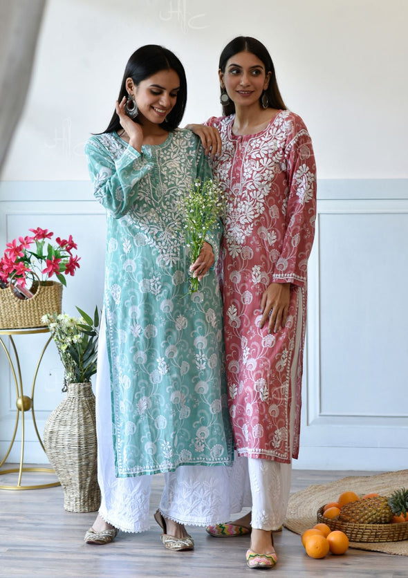 Taima Chikankari Mulmul Straight Kurta