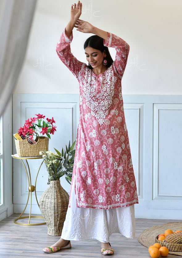 Taima Chikankari Mulmul Straight Kurta