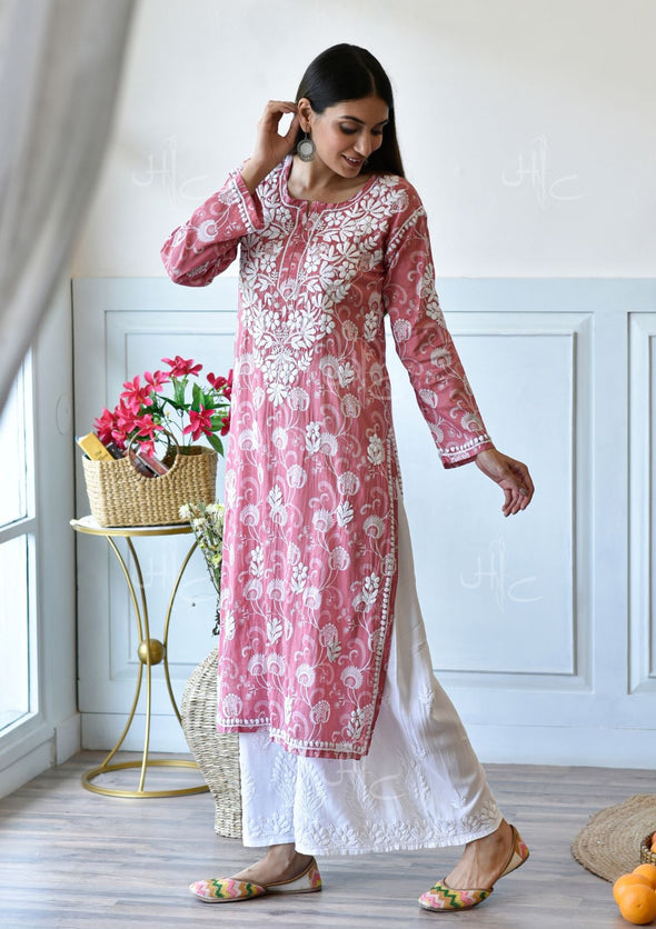 Taima Chikankari Mulmul Straight Kurta