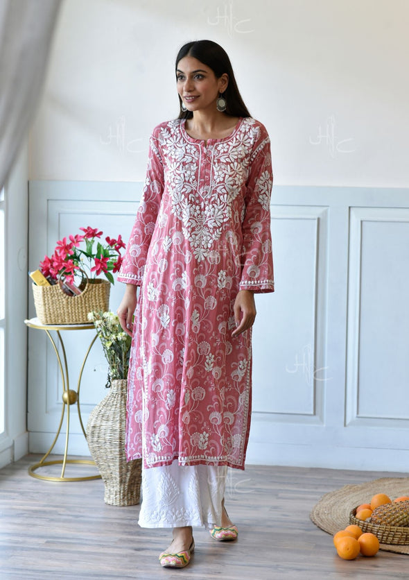 Taima Chikankari Mulmul Straight Kurta