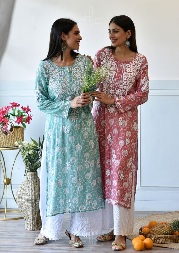 Taima Chikankari Mulmul Straight Kurta