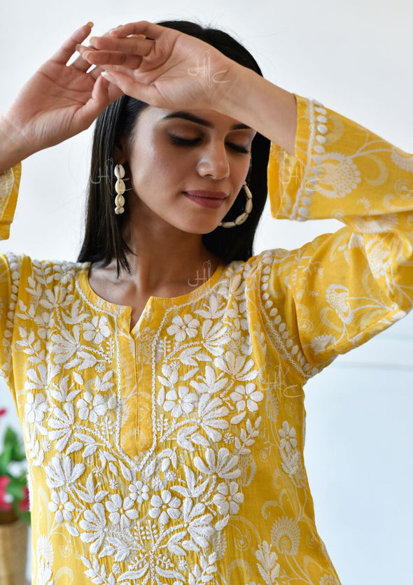 Taima Chikankari Mulmul Straight Kurta