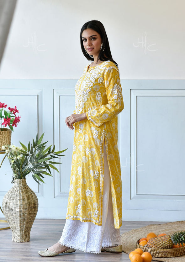 Taima Chikankari Mulmul Straight Kurta