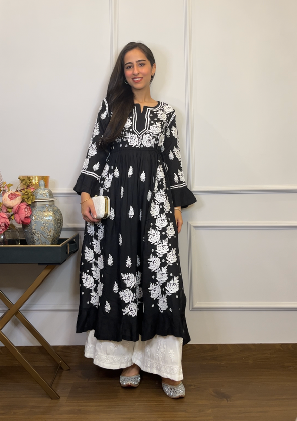 Aaminah Chikankari Modal A-Line Gown