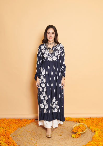 Aaminah Chikankari Modal A-Line Gown