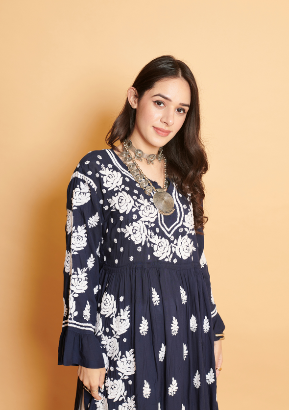 Aaminah Chikankari Modal A-Line Gown