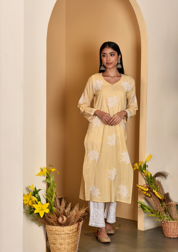 Adib Chikankari Cotton Straight Kurta