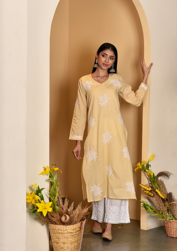 Adib Chikankari Cotton Straight Kurta
