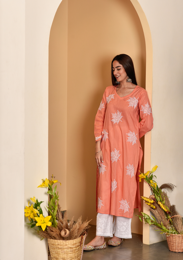 Adib Chikankari Cotton Straight Kurta