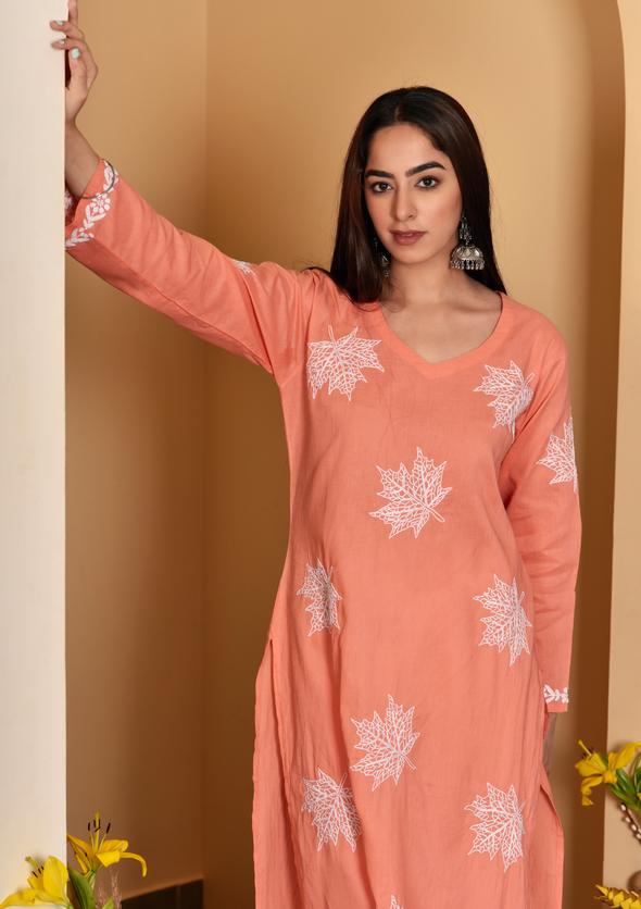 Adib Chikankari Cotton Straight Kurta
