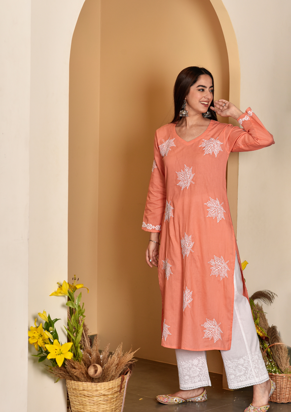 Adib Chikankari Cotton Straight Kurta