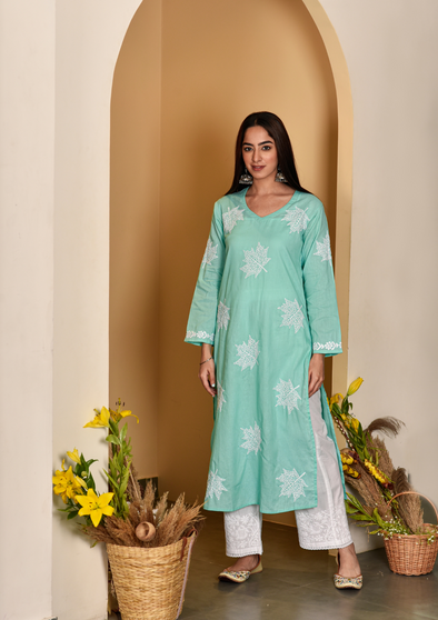 Adib Chikankari Cotton Straight Kurta