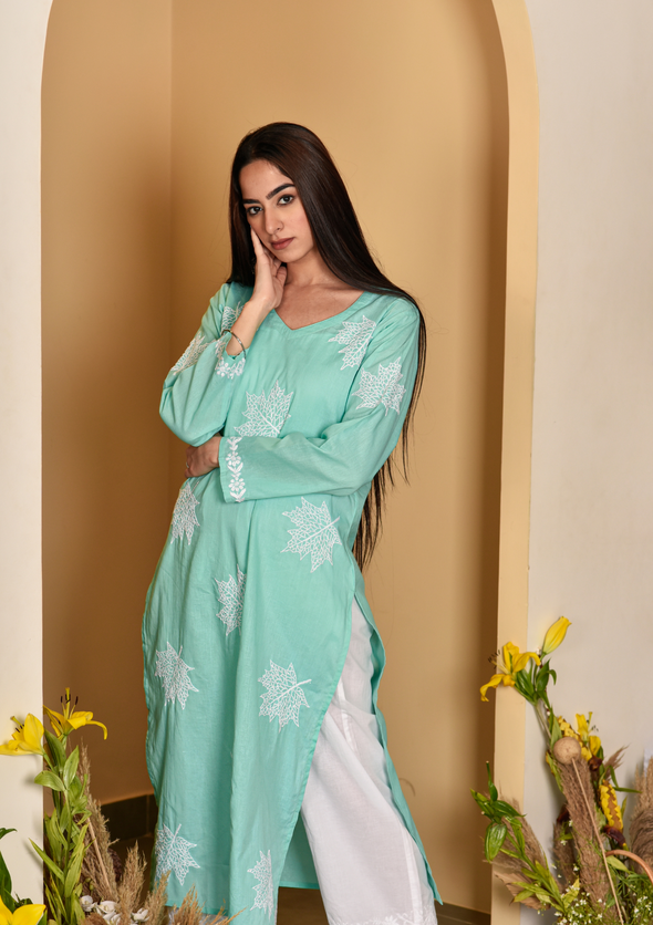 Adib Chikankari Cotton Straight Kurta