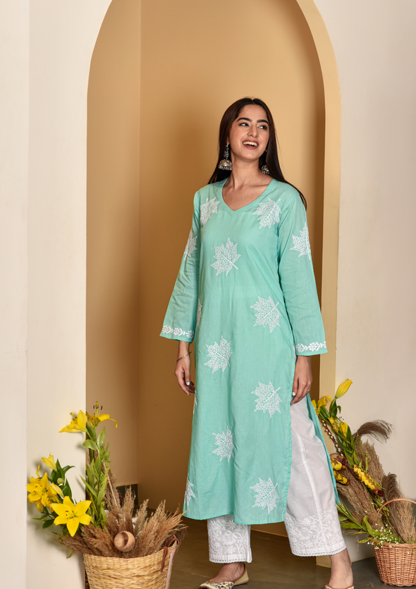 Adib Chikankari Cotton Straight Kurta