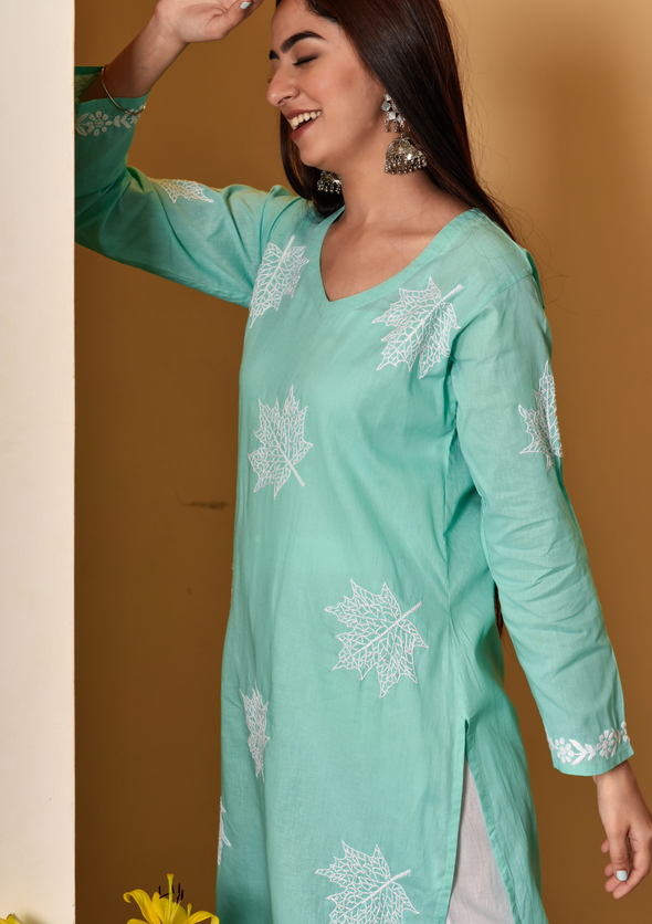 Adib Chikankari Cotton Straight Kurta