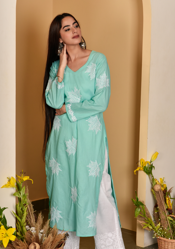 Adib Chikankari Cotton Straight Kurta