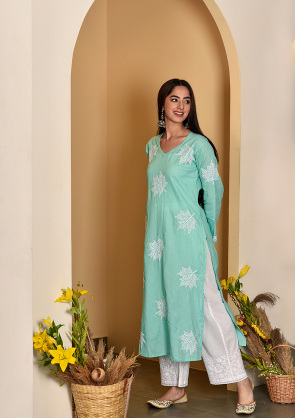 Adib Chikankari Cotton Straight Kurta