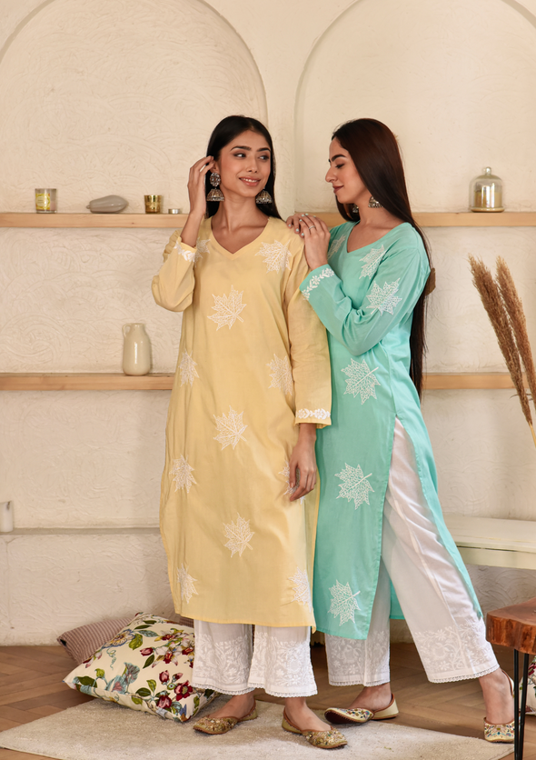 Adib Chikankari Cotton Straight Kurta