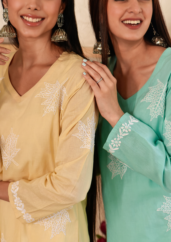 Adib Chikankari Cotton Straight Kurta