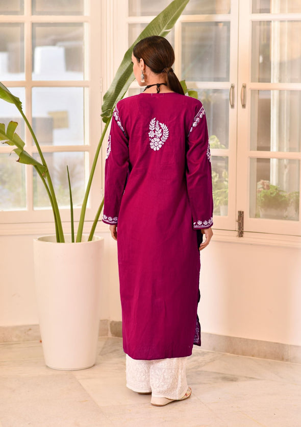 Akilah Chikankari Cotton Straight Kurta