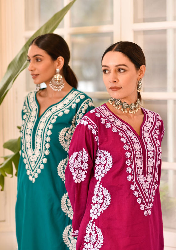 Akilah Chikankari Cotton Straight Kurta
