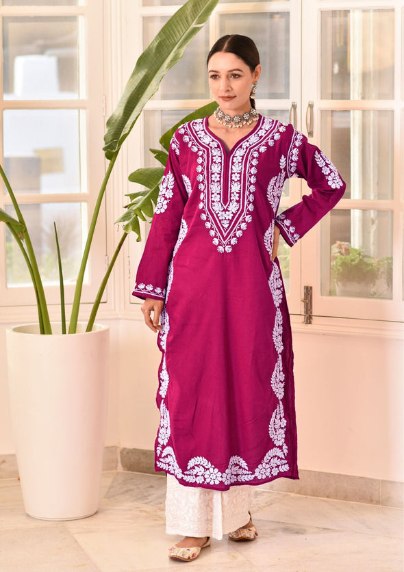 Akilah Chikankari Cotton Straight Kurta