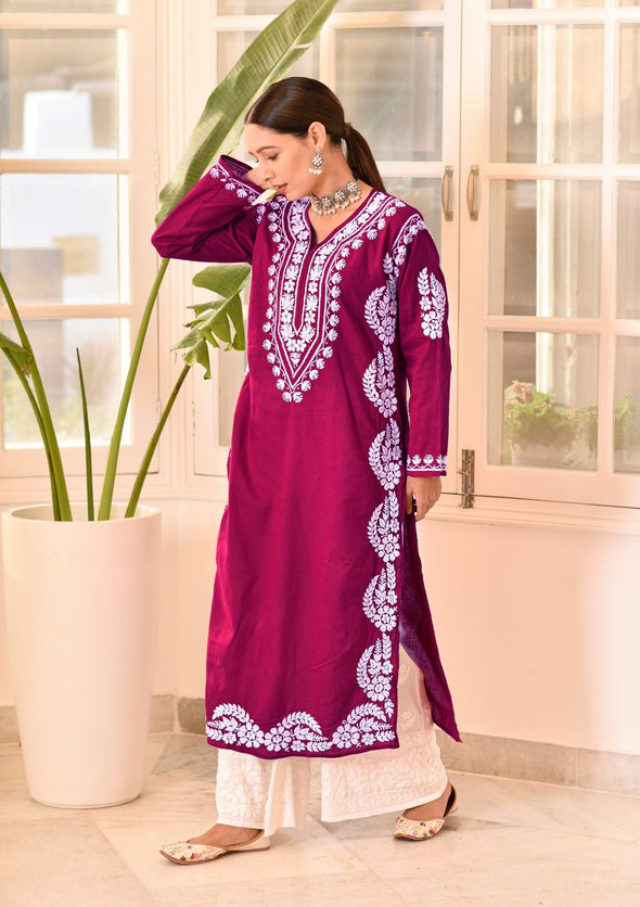 Akilah Chikankari Cotton Straight Kurta