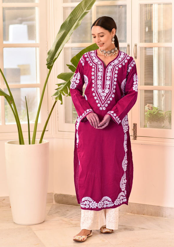Akilah Chikankari Cotton Straight Kurta