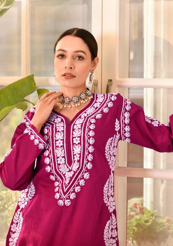 Akilah Chikankari Cotton Straight Kurta