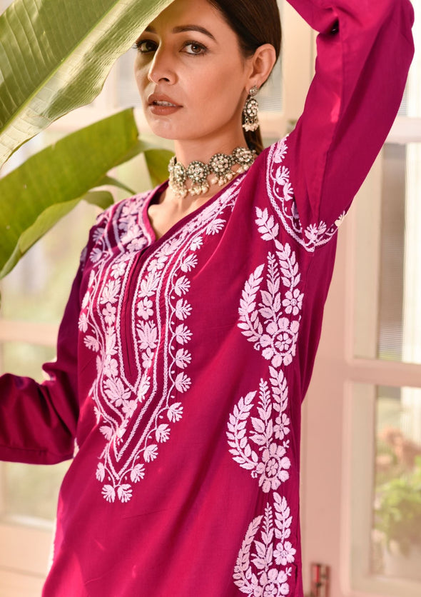Akilah Chikankari Cotton Straight Kurta