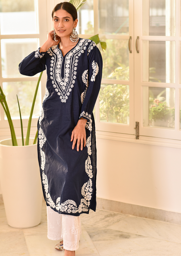 Akilah Chikankari Cotton Straight Kurta