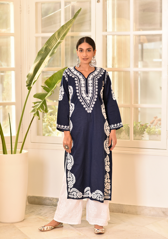Akilah Chikankari Cotton Straight Kurta