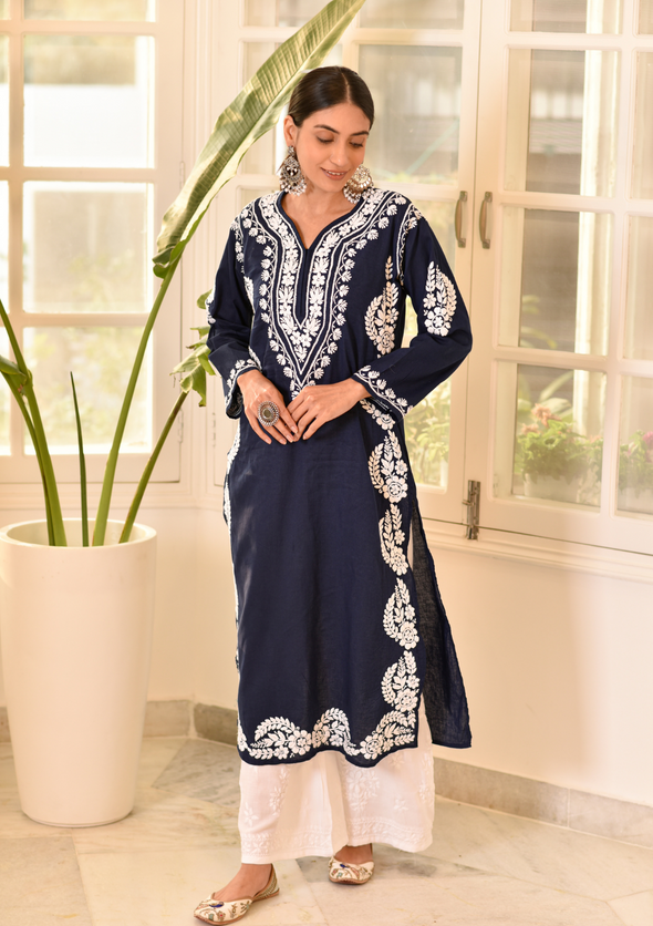 Akilah Chikankari Cotton Straight Kurta