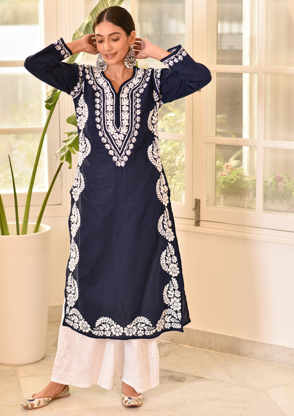 Akilah Chikankari Cotton Straight Kurta
