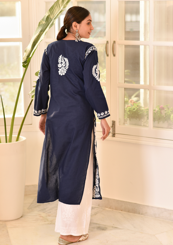 Akilah Chikankari Cotton Straight Kurta