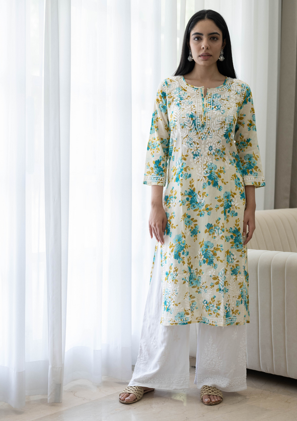 Dareen Chikankari Mulmul Straight Kurta